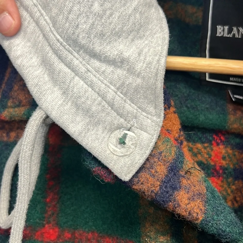 BLANKNYC Flannel Plaid‎ Shacket With Removable Hood Sz L
